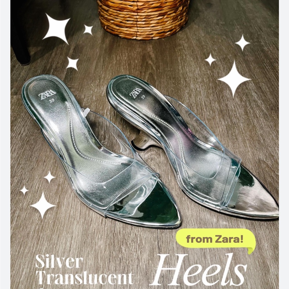 Zara Clear Wedge Silver Translucent Shoes